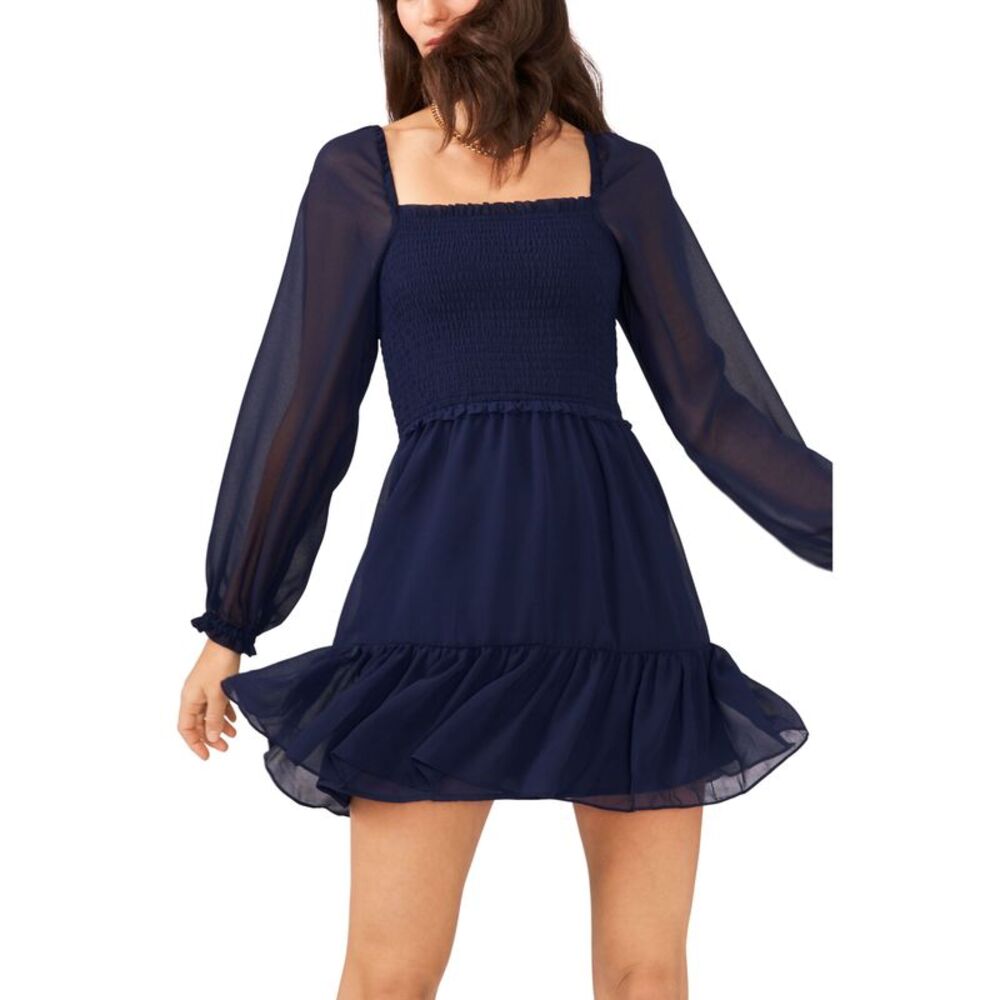 1.State Smocked Ruffle Hem Dress